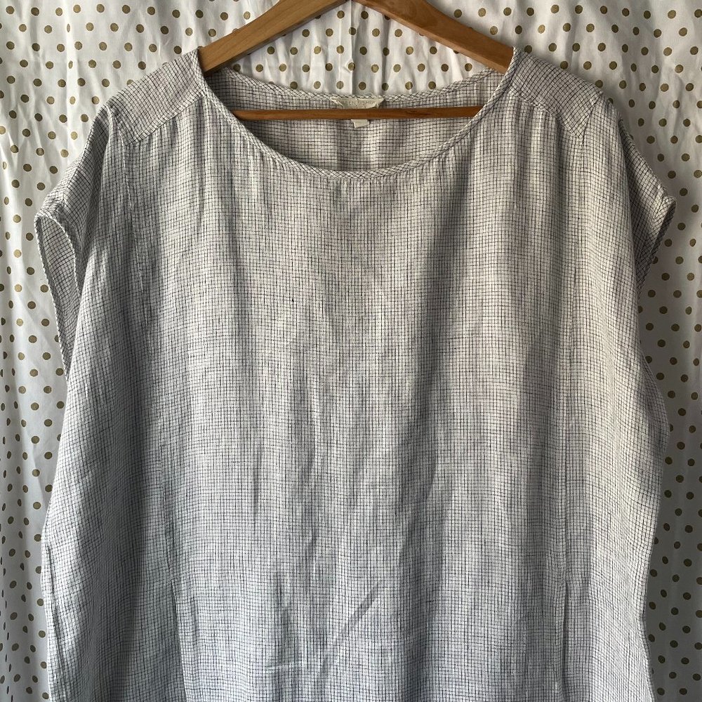 XL 100% ORGANIC LINEN EILEEN FISHER WOMEN'S DOLMAN TUNIC DRESS COVERUP w/POCKETS